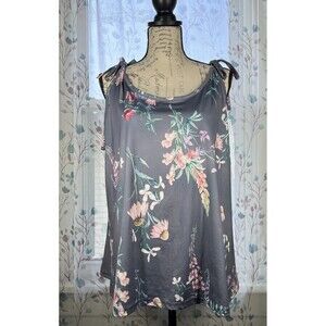 Loveu Dear Women's 2XL Plus Size Sleeveless Floral Flare Blouse Camisole Gray
